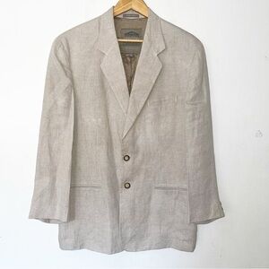 Structure Mens Sz S Sport Coat Blazer Two Button Tan 100% Linen Beachy Coastal
